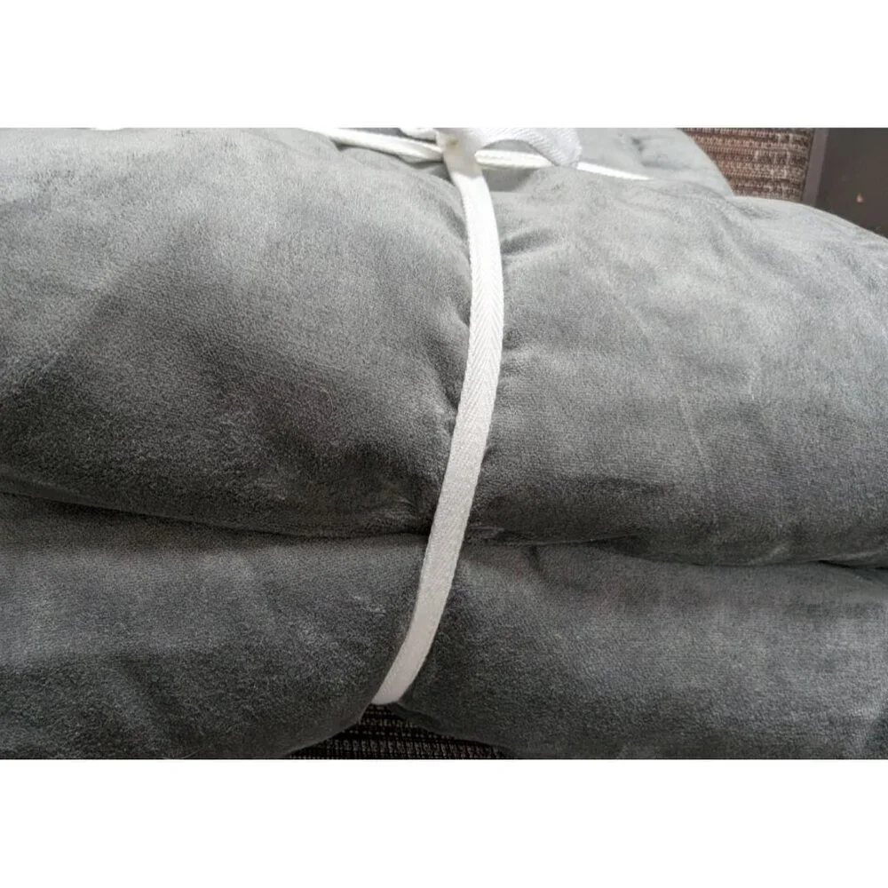 Quince Cotton Velvet Room Darkening Curtain Color Dark Grey Size 48x96 -NEW-